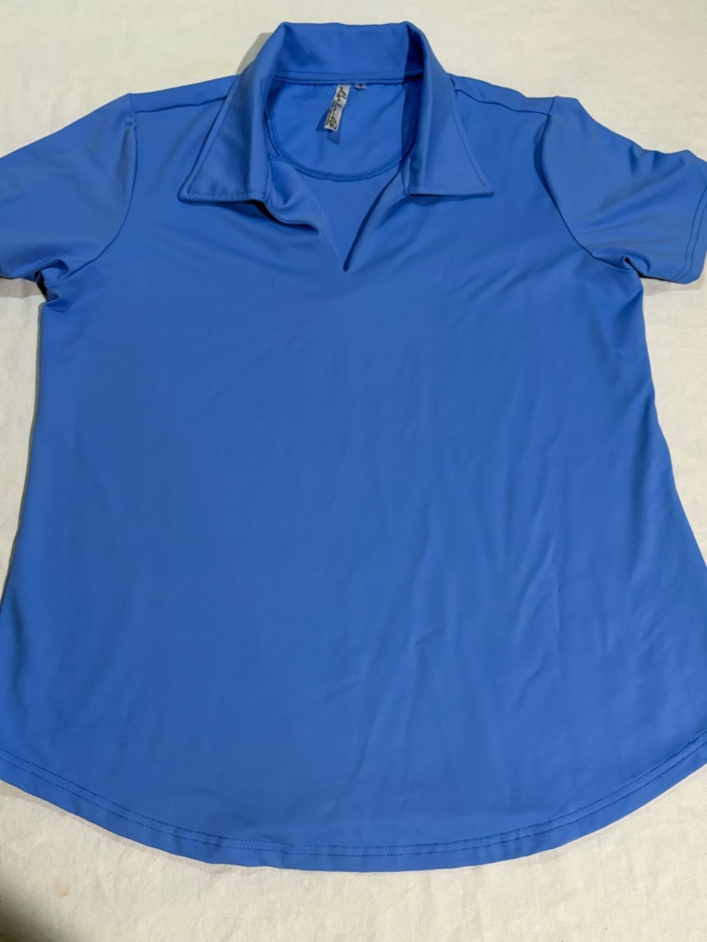 Lulu-B Women’s Short Sleeve Polo Top in Bright Blue